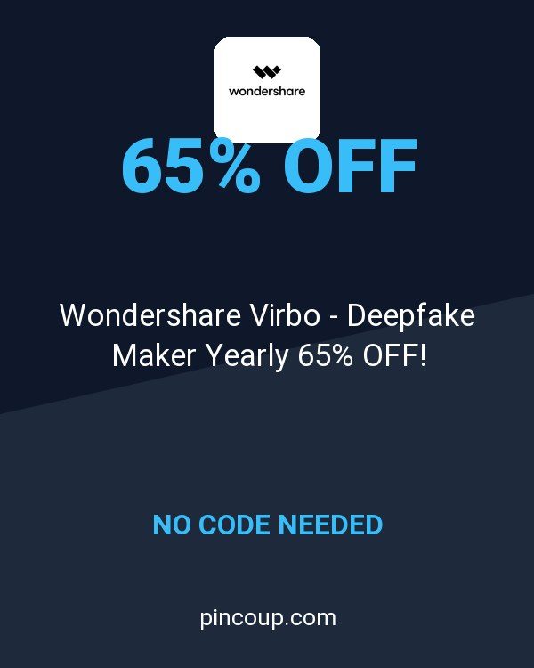 Wondershare Software coupon: Wondershare Virbo - Deepfake Maker Yearly 65% OFF!