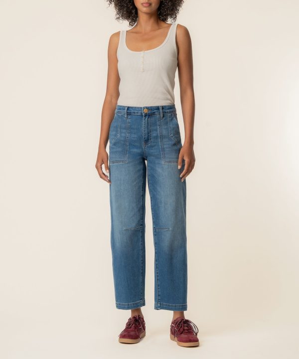 Ashton High Rise Wide Leg Barrel, Petite in Prosperous Wash at Kut from the Kloth