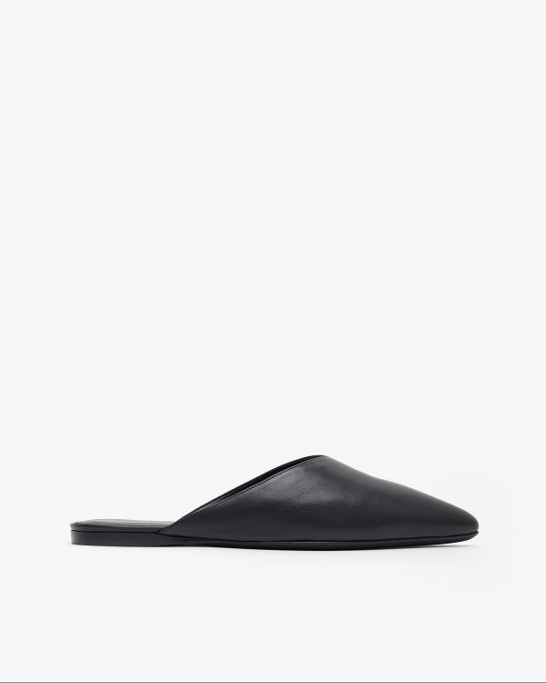 Homebody soft black leather slide sandals at Savannah's