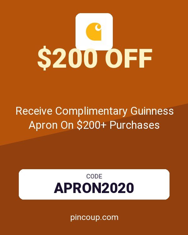 Carhartt coupon: Receive Complimentary Guinness Apron On $200+ Purchases