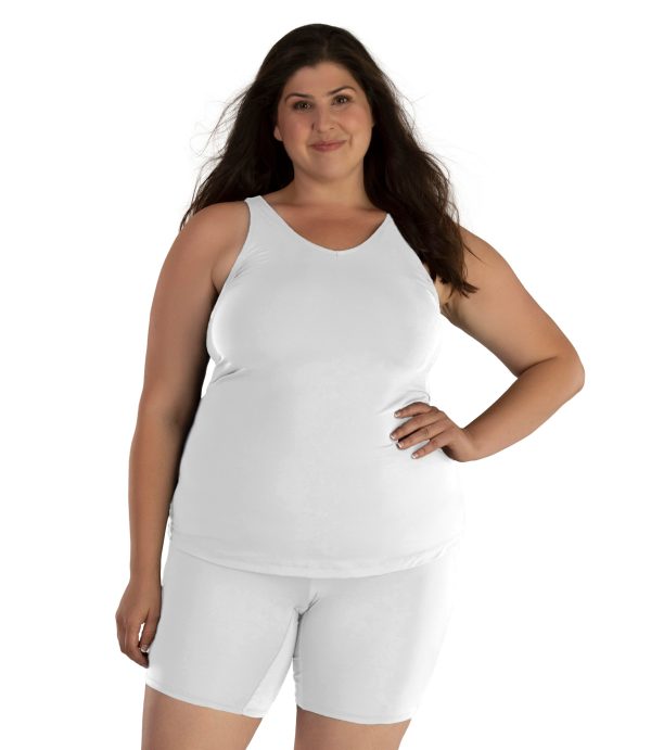 Junowear Hush V-Neck Tank with Bra - FINAL SALE, 1X / WHITE at JunoActive