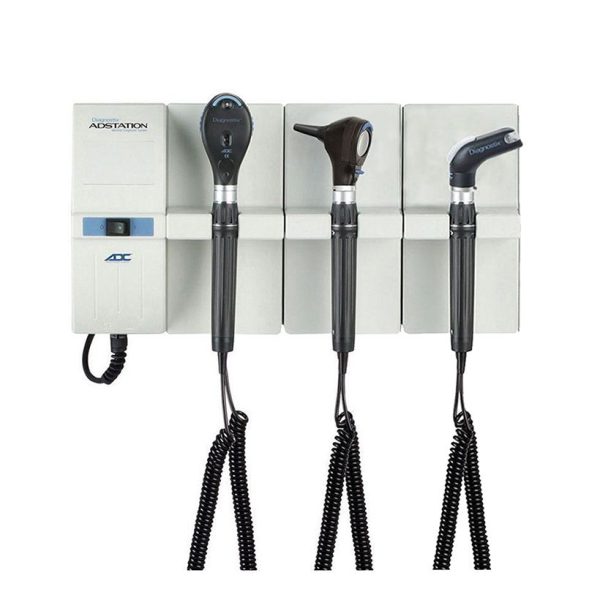 ADC Adstation 5610-6 3.5V Wall Otoscope/Ophthalmoscope/Throat Illuminator Diagnostic Set - Xenon Oto|Xenon Ophth|Xenon Throat Illuminator|Aneroid at MFI Medical