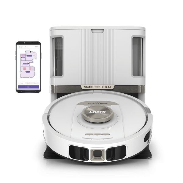 Shark PowerDetect 2-in-1 Robot Vacuum and Mop with NeverTouch Pro Base in White | RV2820ZEWH | SharkNinja