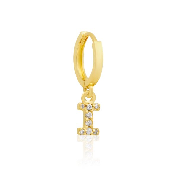 14k Solid Gold Initial Hoop at Girls Crew