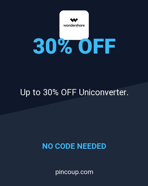 Wondershare Software coupon: Up to 30% OFF Uniconverter.