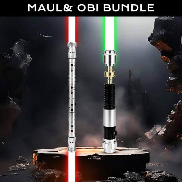 LIGHTSABER® "Duel of the Fates" Bundle: Maul Double-Bladed Saber & Obi-Wan Replica Bundle - PIXEL-36'' Blade at lightsaber.com