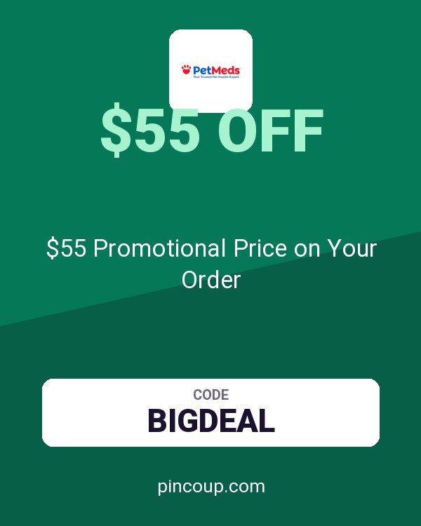 1800PetMeds coupon: $55 Promotional Price on Your Order