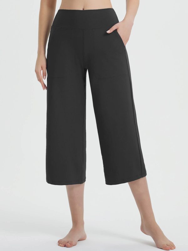 Secret Breeze High-Rise Wide-Leg Capris - Anthracite / L at Baleaf