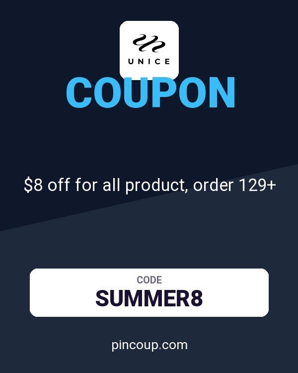 UNice coupon: $8 off for all product, order 129+