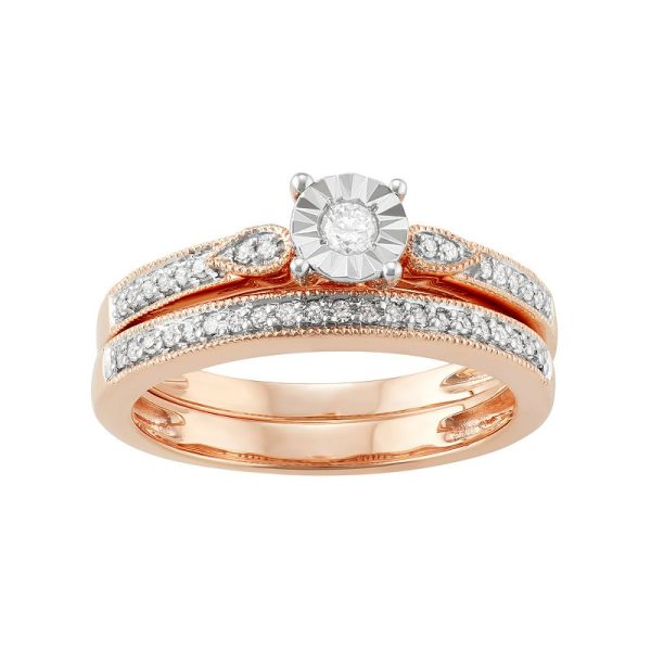 10k Rose Gold 1/4 Carat T.W. Diamond Engagement Ring Set, Women's, Size: 5, 10k Rgold at Kohl's