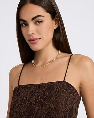 Express Women's Double Layered Gold Chain Statement Necklace in Shiny Gold