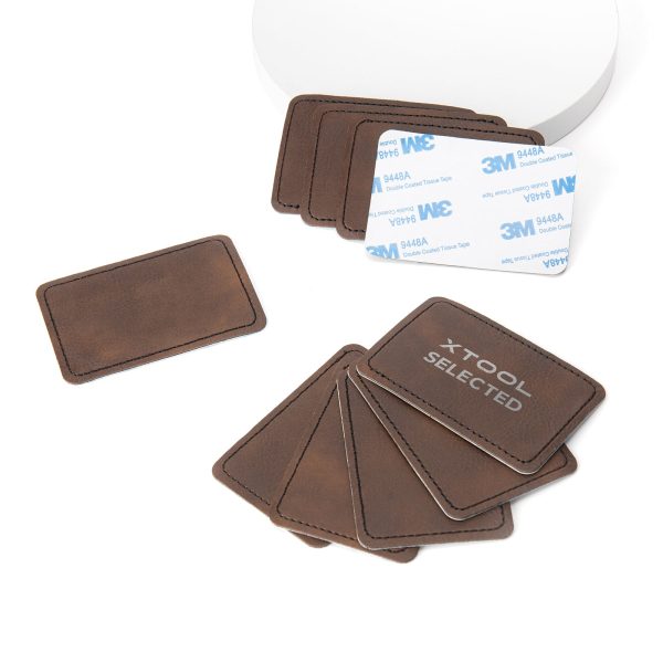 Laserable PU Rectangular Patch (10pcs) - Brown to Silver at xTool