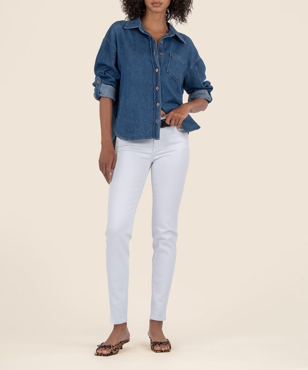 Diana Mid Rise Relaxed Fit Skinny in Optic White at Kut from the Kloth