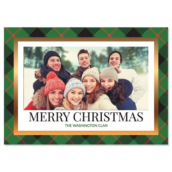 Green Buffalo Check Horizontal Photo Christmas Cards - 10 Count at Current Catalog
