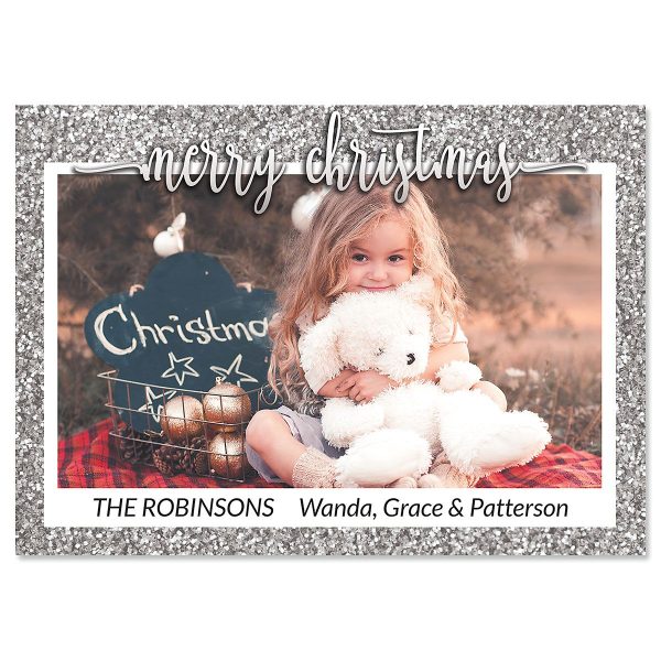 Silver Glitter Christmas Cards - 20 at Colorful Images