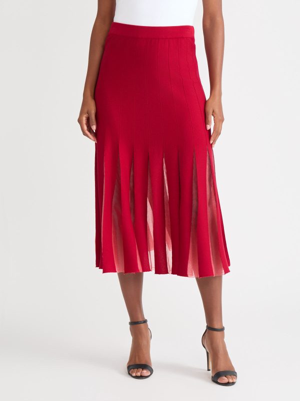 A-Line Sheer Panel Soft Knit Maxi Skirt - True Fit at Misook
