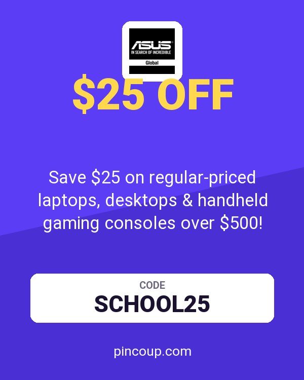 ASUS (US & Canada) coupon: Save $25 on regular-priced laptops, desktops & handheld gaming consoles over $500!
