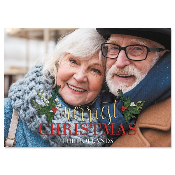 Merriest Holly Horizontal Photo Christmas Cards - 10 Count at Colorful Images