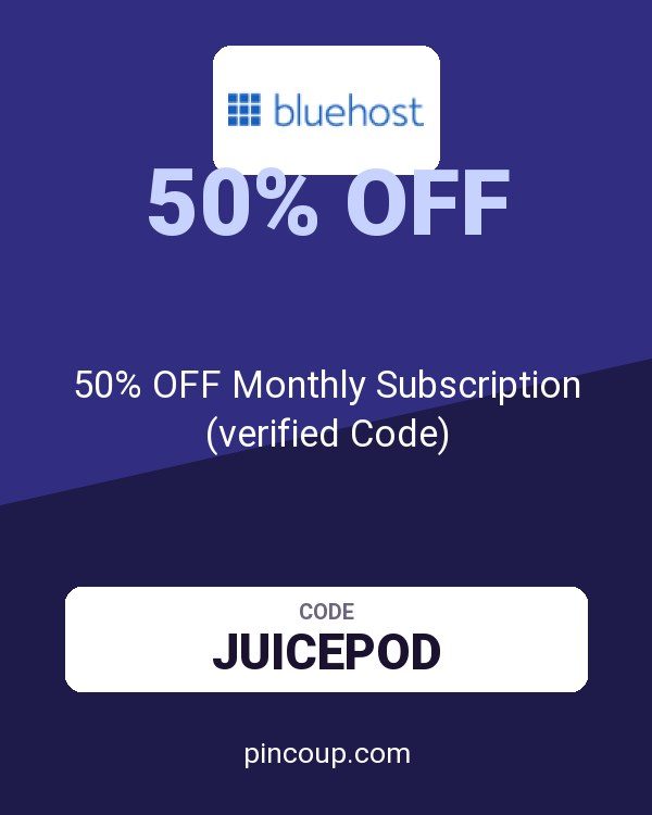Bluehost coupon: 50% OFF Monthly Subscription (verified Code)