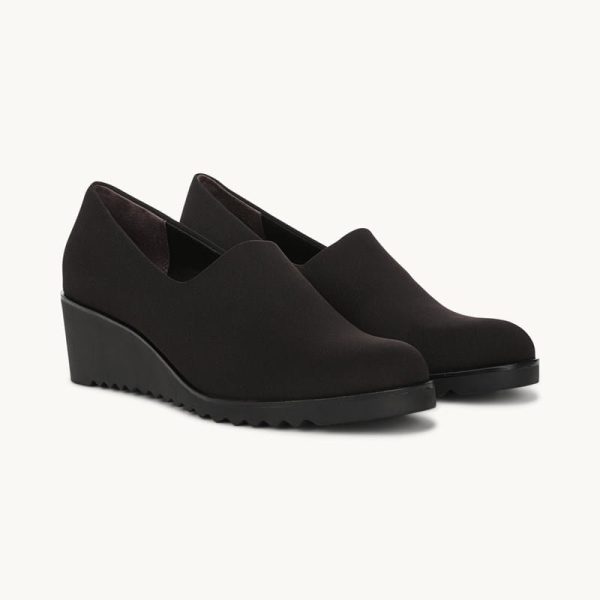 LifeStride Ziva Wedge Shoes (Black Knit Fabric) 9.0 M