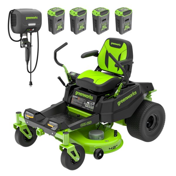 60V 42" Electric CrossoverZ Zero Turn Mower: (4) 8 Ah Batteries and 600W Wall Charger, CRZ4262 at Greenworks Tools