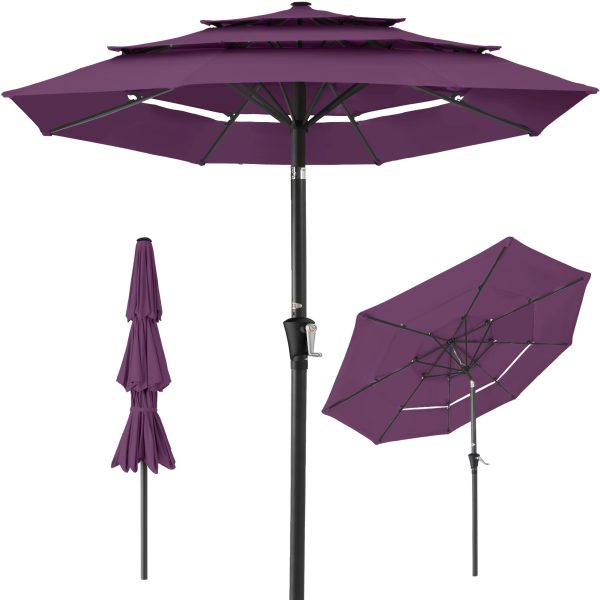 3-Tier Patio Umbrella w/ Tilt Adjustment, Crank - 10ft - Amethyst Purple at Best Choice Products