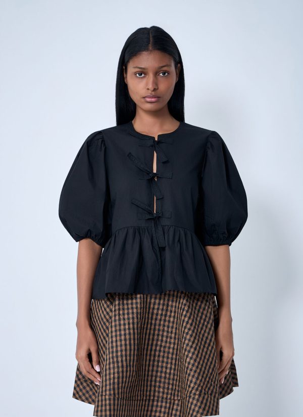GANNI Peplum Blouse - Woman Shirts Black Fr - 36 at LN-CC