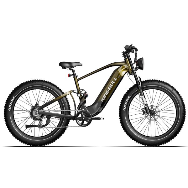 EX Titan | Premium Full Suspension Electric Mountain Bike - Black & Sand Gold / Ebike Only at Kingbull Electric Bikes