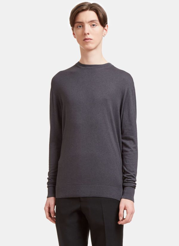 Aiezen Crew Neck Long Sleeved Top - Man Knitwear Grey S at LN-CC