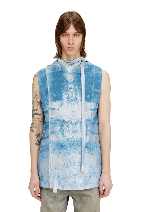 Diesel - Sleeveless vest in coloured satin denim - Vests - Man - Blue