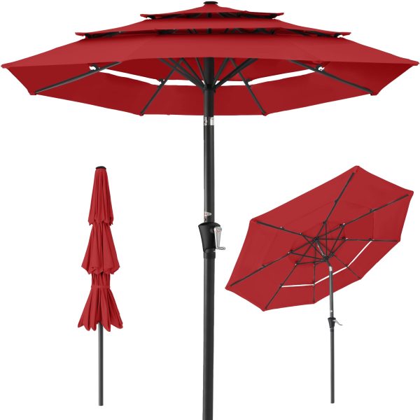 3-Tier Patio Umbrella w/ Tilt Adjustment, Crank - 10ft at Best Choice Products