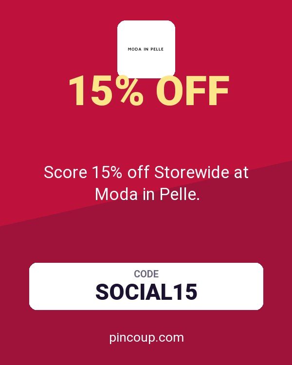 Score 15% off Storewide at Moda in Pelle.