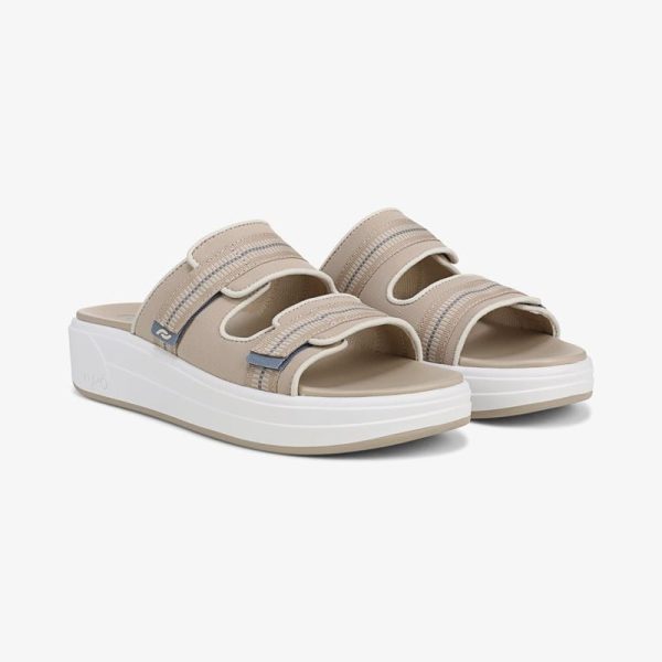Ryka Viv Slide Sandal Safari Taupe Fabric 7.5 W Slip On