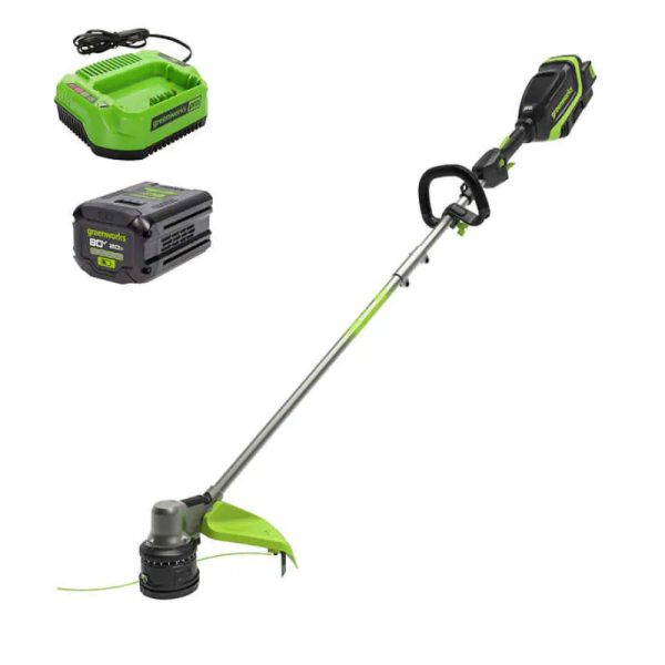 RENEWED 80V 17" Brushless String Trimmer: 2.0 Ah Battery and Charger at Greenworks Tools