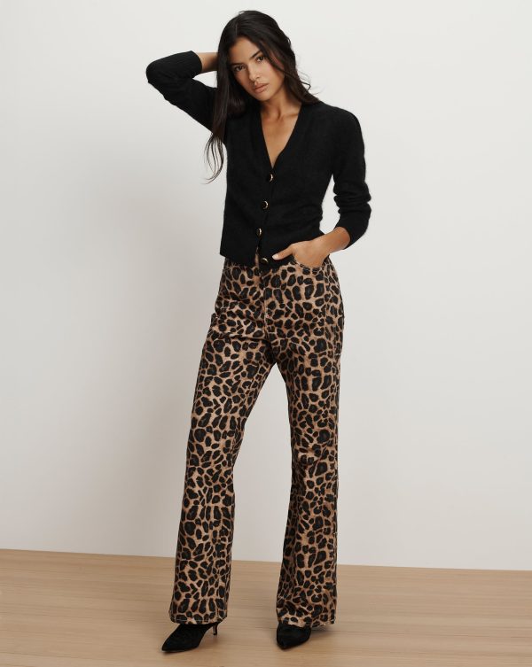 Veronica Beard Taylor Leopard Wide-Leg Jean Washed Leopard