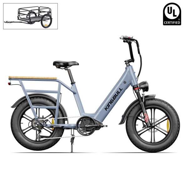 Kingbull Voyager 2.0 | Fat Tire Electric Cargo Bike - Grey / Ebike with Trailer at Kingbull Electric Bikes