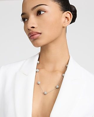 Express Women's Pave Pearl Necklace in Silver
