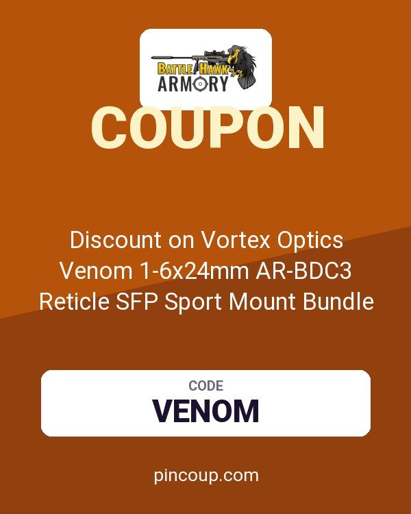 BattleHawk Armory coupon: Discount on Vortex Optics Venom 1-6x24mm AR-BDC3 Reticle SFP Sport Mount Bundle