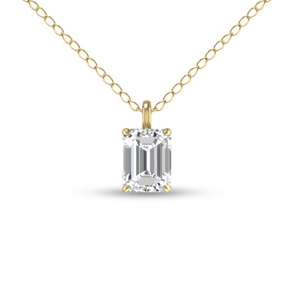 Lab Grown 1/2 Carat Emerald Solitaire Diamond Pendant in 14K Yellow Gold at Szul.com