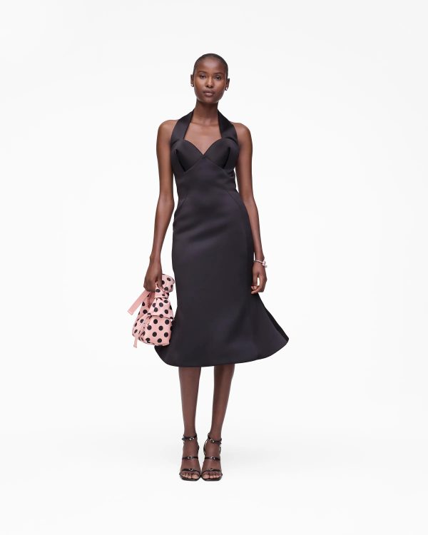 MARC JACOBS Marc Jacobs Sculpted Satin Halter Dress in Black, Size 10
