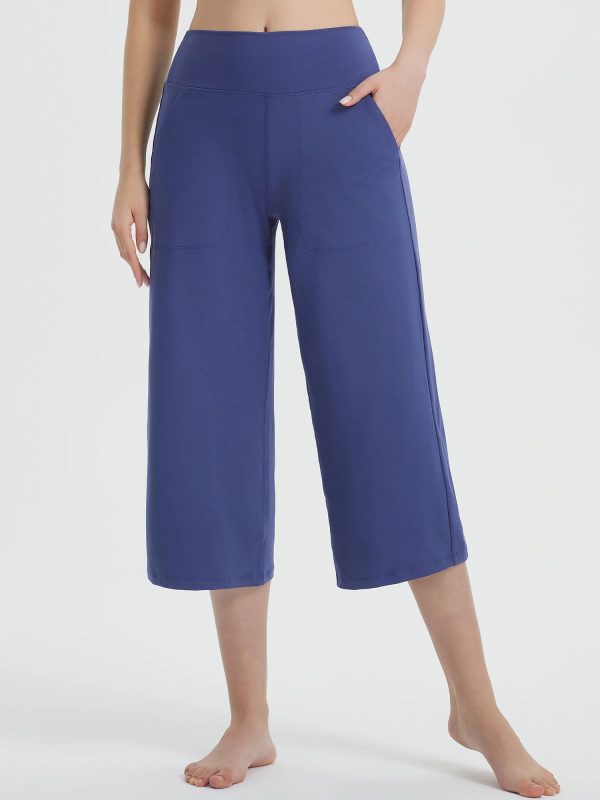 Secret Breeze High-Rise Wide-Leg Capris - Estate Blue / XS at Baleaf