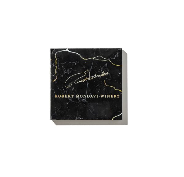 Black and Gold Marble Coasters at Robert Mondavi Winery
