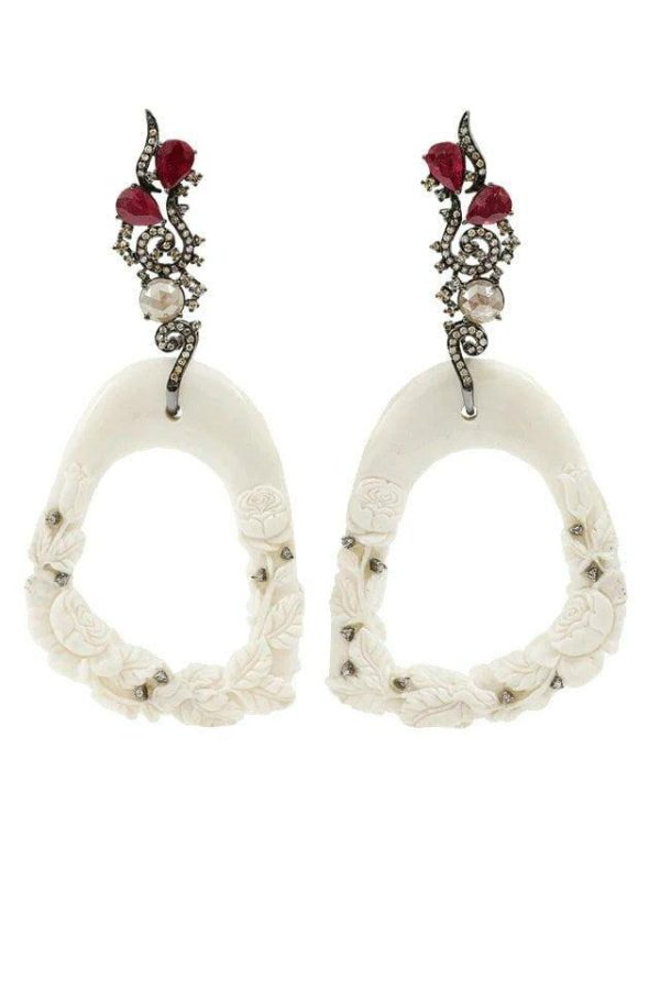 Hand Carved Mammoth Earrings at Marissa Collections