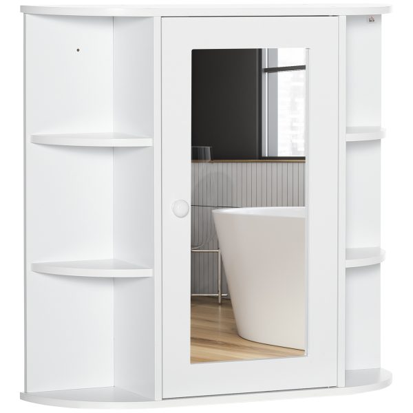 HOMCOM Bathroom Medicine Cabinet with Mirror, Bathroom Mirror Cabinet, Wall Mount Mirror Medicine Cabinet with Multiple Storage Shelves, White at Aosom.com
