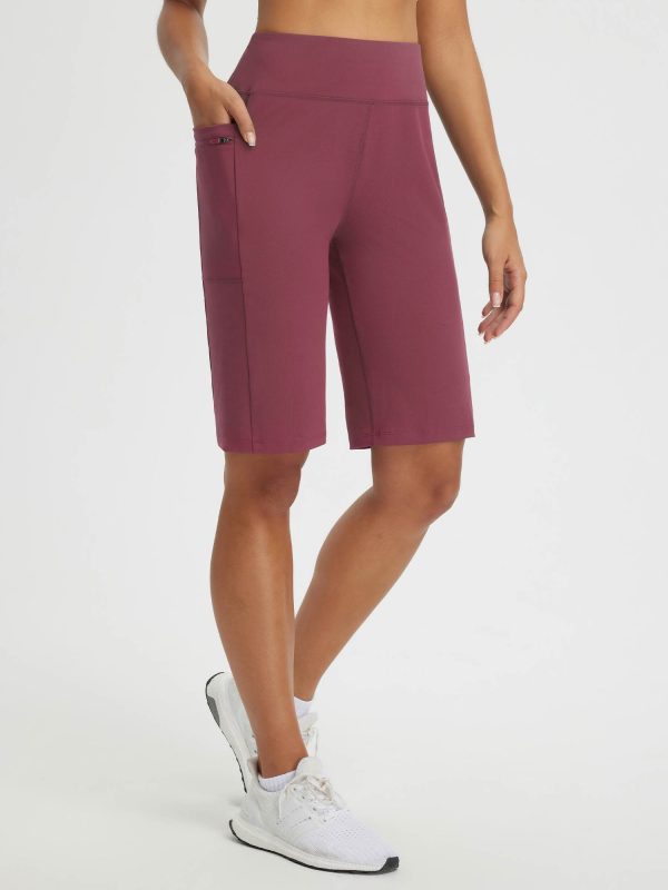 Secret Breeze 12" High-Rise Shorts - Wine Red / XL at Baleaf
