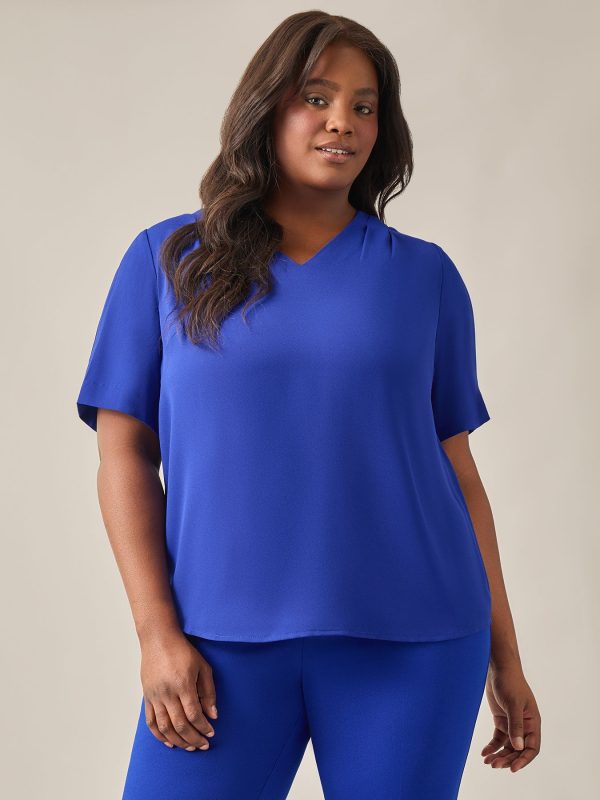Everyday V-Neck Blouse, Royal Signature at Kasper Clothing