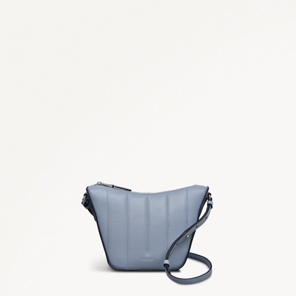 Smoke Blue Small Leather Crossbody Handbag Oak Street Quilt SS25 Radley