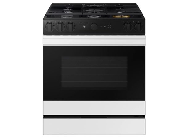 Samsung Bespoke Slide-in Gas Range in White Glass
