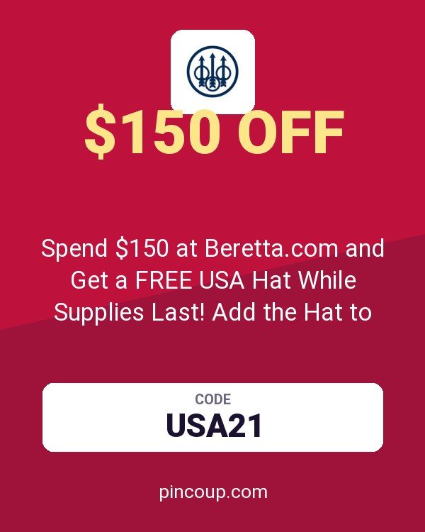 Spend $150 at Beretta.com and Get a FREE USA Hat While Supplies Last! Add the Hat to Your Cart and Use Code: USA21 with $150+ in Your Cart.