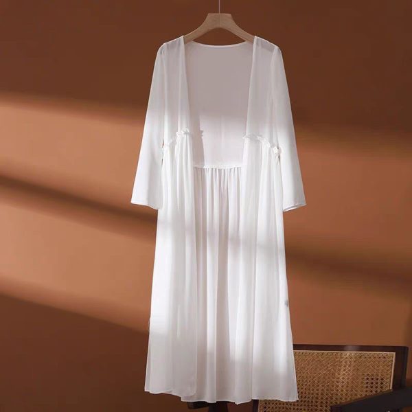 Women's plus Size 6XL Summer Chiffon Kimono Long Cardigan Loose Slim Open Front Casual Sunscreen Thin Korean Fashion Top at AliExpress